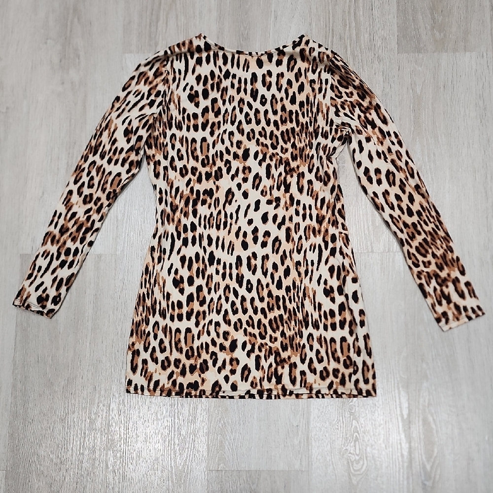 VENUS Leopard Print Long Sleeve Top - Tan, Black - Picture 6 of 6